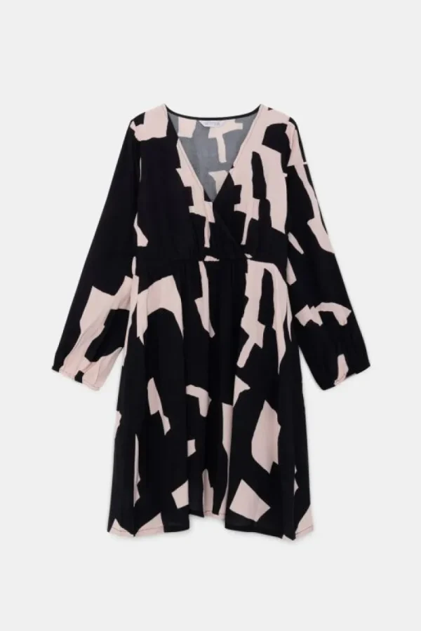 Vestido corto cruzado con estampado abstracto-COMPAÑIAFANTASTICA Online