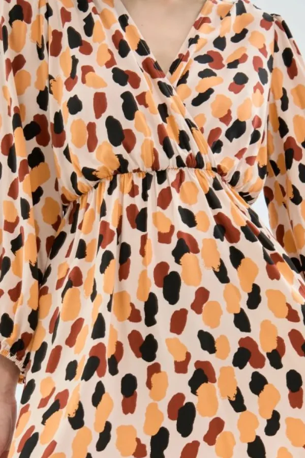 Vestido corto cruzado con estampado de lunares-COMPAÑIAFANTASTICA Fashion