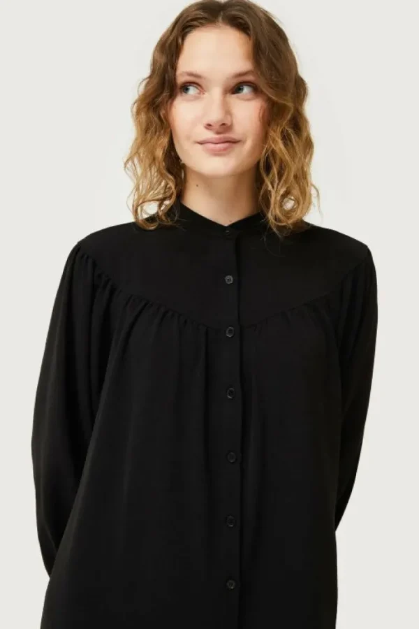 Vestido corto cuello mao negro-COMPAÑIAFANTASTICA Store