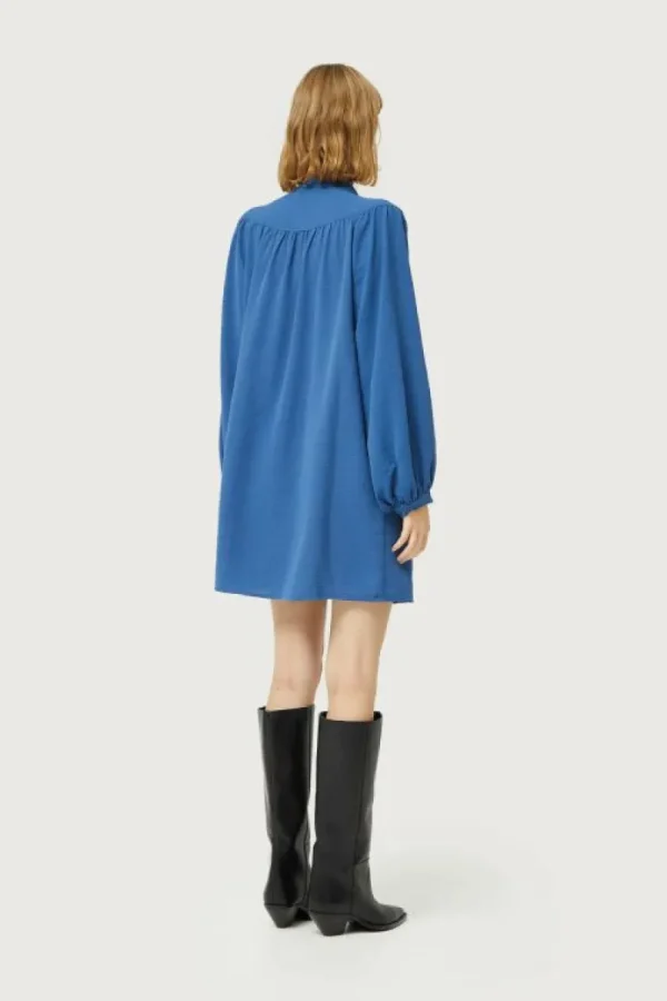 Vestido corto cuello mao azul-COMPAÑIAFANTASTICA Cheap