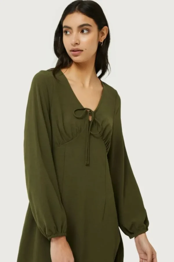 Vestido corto de crepé verde caqui-COMPAÑIAFANTASTICA Clearance