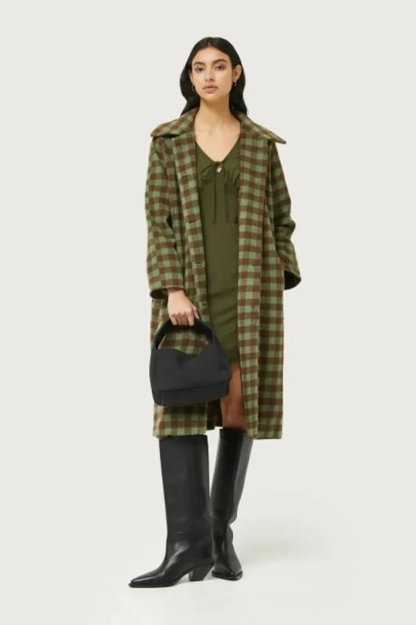 Vestido corto de crepé verde caqui-COMPAÑIAFANTASTICA Clearance