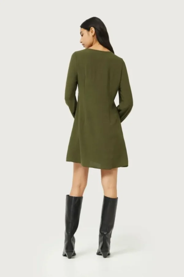 Vestido corto de crepé verde caqui-COMPAÑIAFANTASTICA Clearance