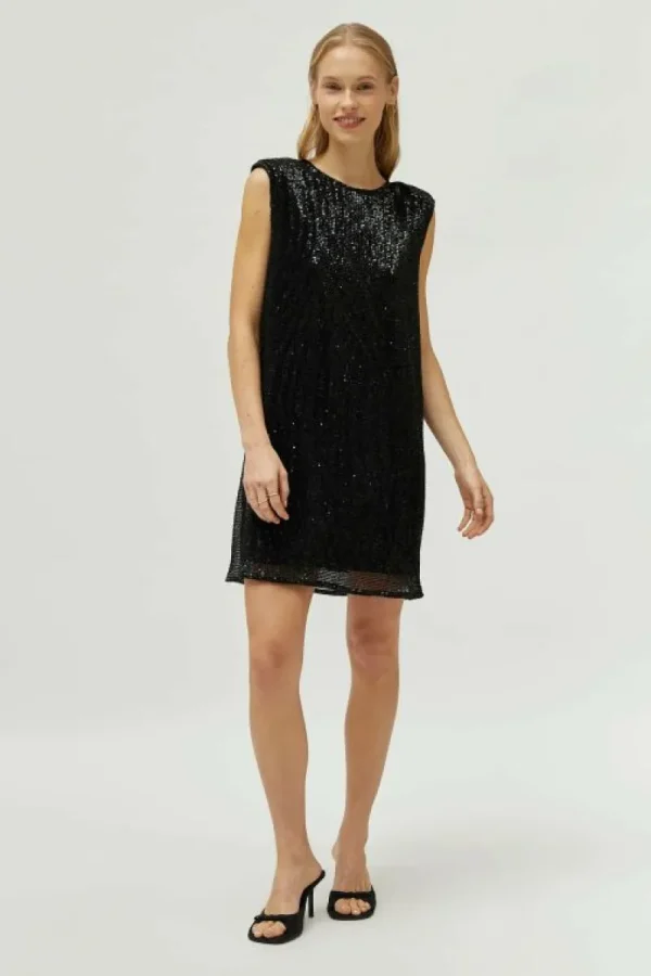 Vestido corto de lentejuelas negro-COMPAÑIAFANTASTICA Best Sale