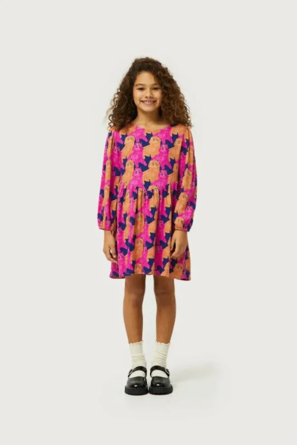 Vestido corto de niña con estampado de gatos-MINI Clearance