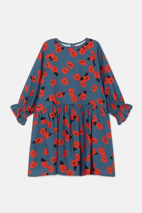 Vestido corto de niña con estampado floral rojo-MINI Cheap