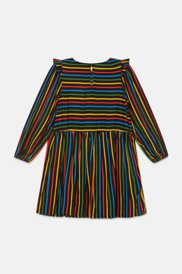 Vestido corto de niña con estampado de rayas multicolor-MINI Shop