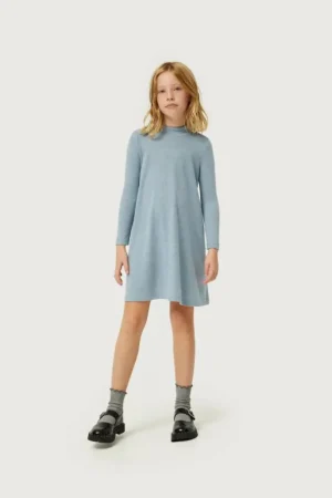 Vestido corto de niña cuello perkins gris-MINI Flash Sale