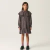 Vestido corto de niña elástico con estampado de cuadros-MINI Clearance