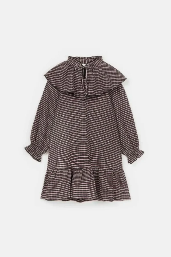 Vestido corto de niña elástico con estampado de cuadros-MINI Clearance