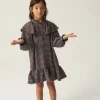 Vestido corto de niña elástico con estampado de cuadros-MINI Clearance