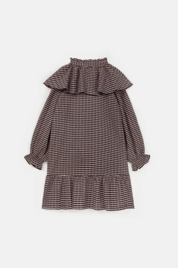 Vestido corto de niña elástico con estampado de cuadros-MINI Clearance