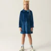 Vestido corto de niña en terciopelo azul-MINI Clearance