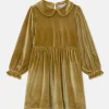 Vestido corto de niña en terciopelo amarillo-MINI New