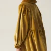Vestido corto de niña en terciopelo amarillo-MINI New