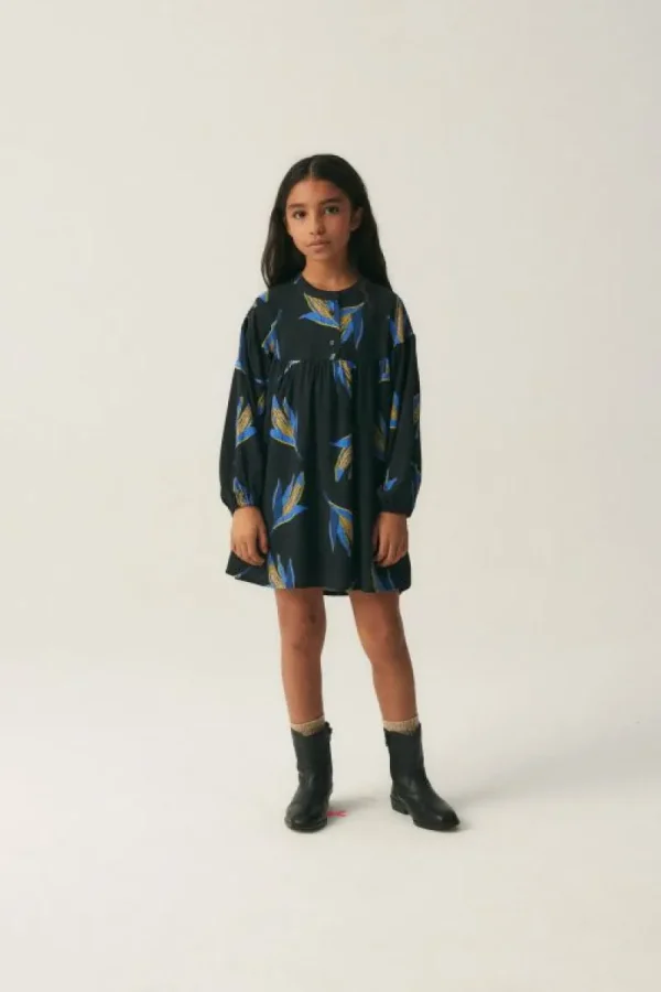 Vestido corto de niña en viscosa LENZING™ ECOVERO™ con estampado de mazorcas-MINI Store