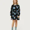 Vestido corto de niña estampado floral Calatea negro-MINI New