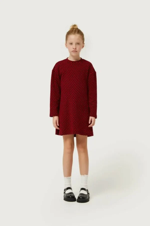 vestido_corto_de_nia_esta_0-9.webp Vestido corto de niña estampado jacquard rojo-MINI Flash Sale
