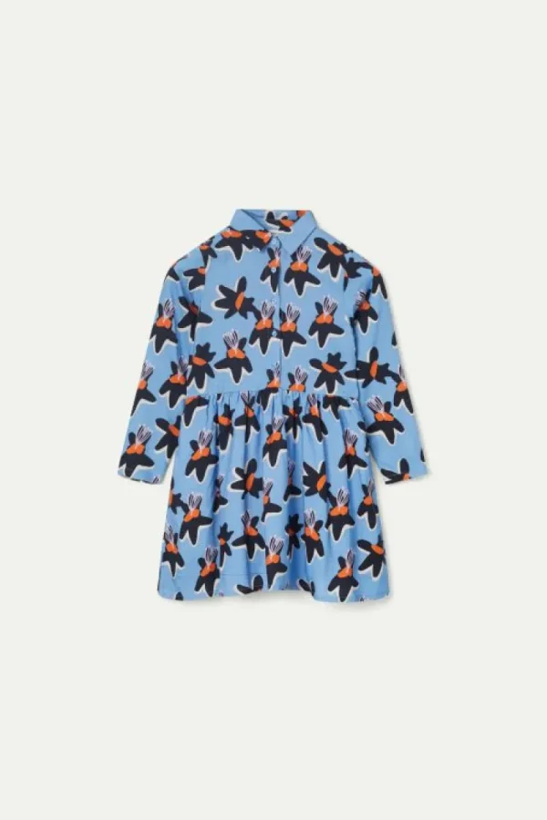 Vestido corto de niña estampado floral Calatea azul-MINI Sale