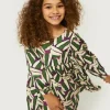 Vestido corto de niña estampado geométrico verde-MINI Outlet