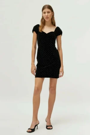 Vestido corto de terciopelo negro-COMPAÑIAFANTASTICA Outlet