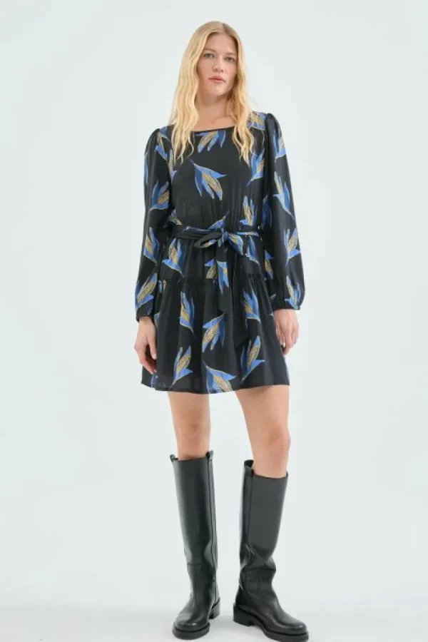 Vestido corto en viscosa LENZING™ ECOVERO™ con estampado de mazorca-COMPAÑIAFANTASTICA Discount