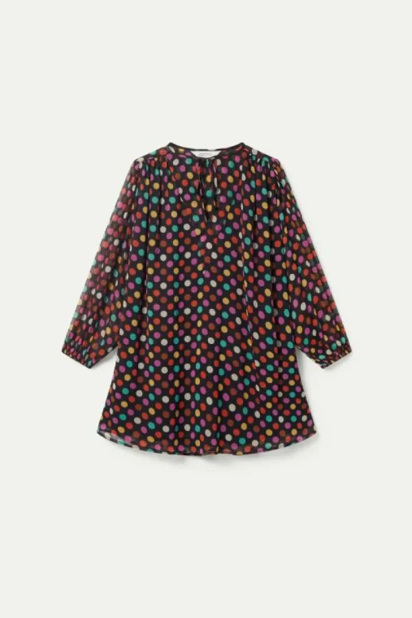 Vestido corto estampado de lunares multicolor-COMPAÑIAFANTASTICA Outlet