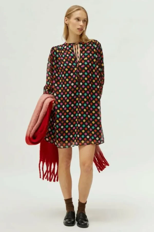 Vestido corto estampado de lunares multicolor-COMPAÑIAFANTASTICA Outlet