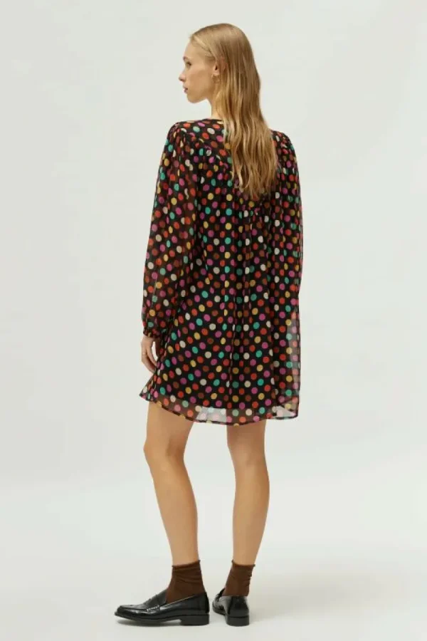 Vestido corto estampado de lunares multicolor-COMPAÑIAFANTASTICA Outlet