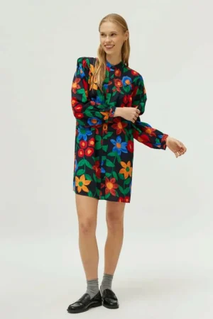 Vestido corto estampado floral multicolor-COMPAÑIAFANTASTICA Cheap