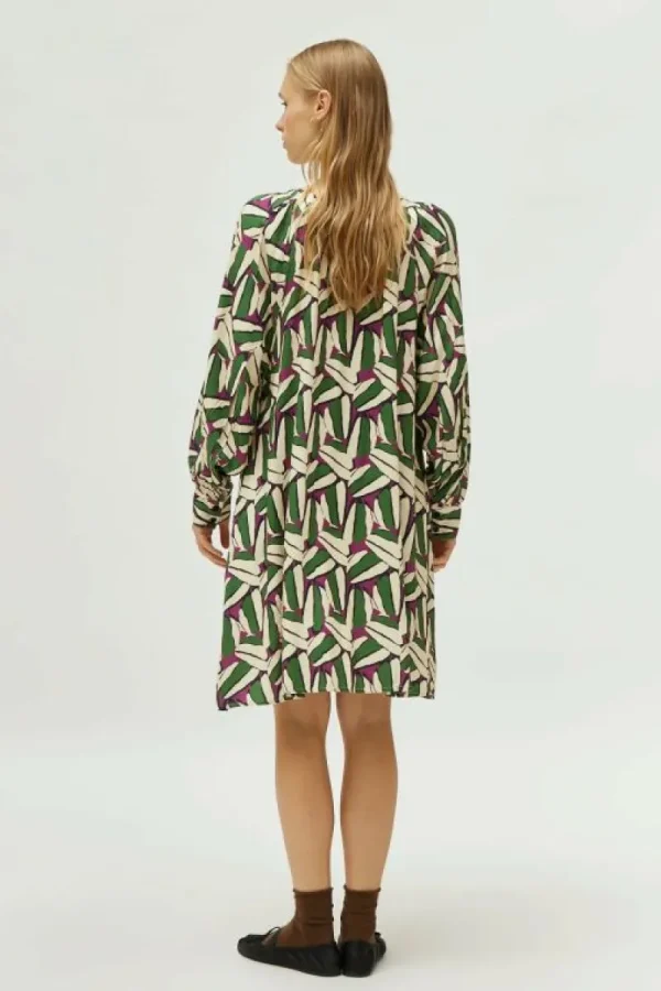 Vestido corto estampado geométrico verde-COMPAÑIAFANTASTICA New