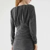 Vestido corto fruncido en hilo de lúrex plateado-COMPAÑIAFANTASTICA Cheap