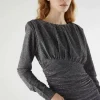 Vestido corto fruncido en hilo de lúrex plateado-COMPAÑIAFANTASTICA Cheap