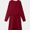 Vestido corto satinado con manga larga rojo-COMPAÑIAFANTASTICA Best Sale