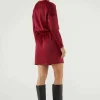 Vestido corto satinado con manga larga rojo-COMPAÑIAFANTASTICA Best Sale