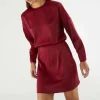 Vestido corto satinado con manga larga rojo-COMPAÑIAFANTASTICA Best Sale