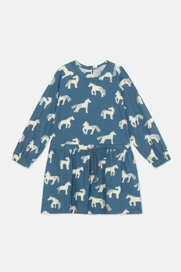 Vestido de niña de algodón con estampado de caballos-MINI Flash Sale