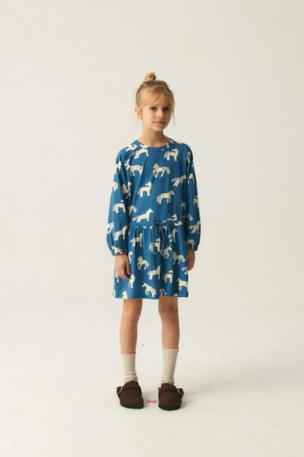 Vestido de niña de algodón con estampado de caballos-MINI Flash Sale