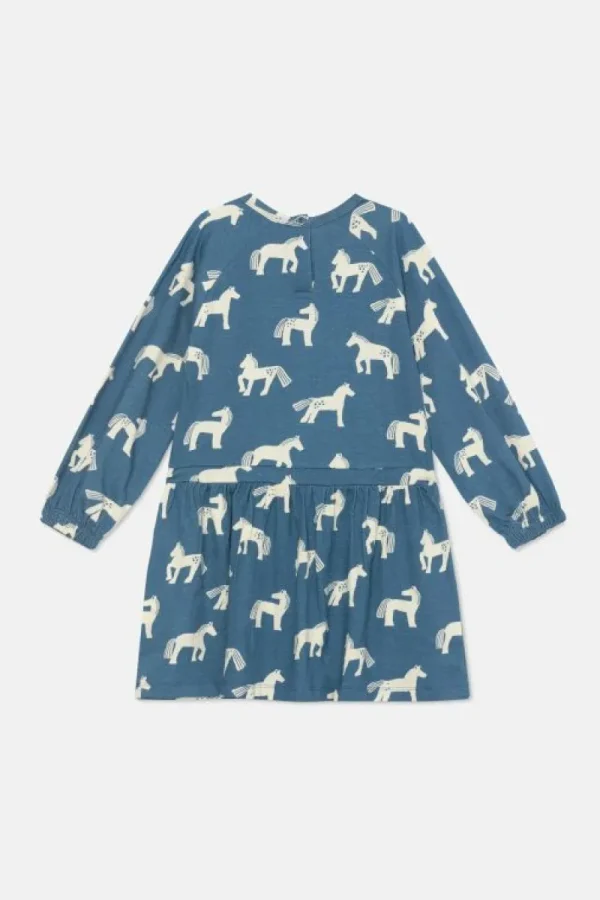 Vestido de niña de algodón con estampado de caballos-MINI Flash Sale