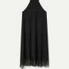 Vestido halter con flecos negro-COMPAÑIAFANTASTICA Shop