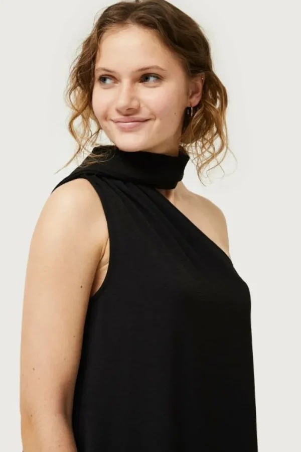 Vestido largo asimétrico negro-COMPAÑIAFANTASTICA Flash Sale