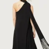 Vestido largo asimétrico negro-COMPAÑIAFANTASTICA Flash Sale