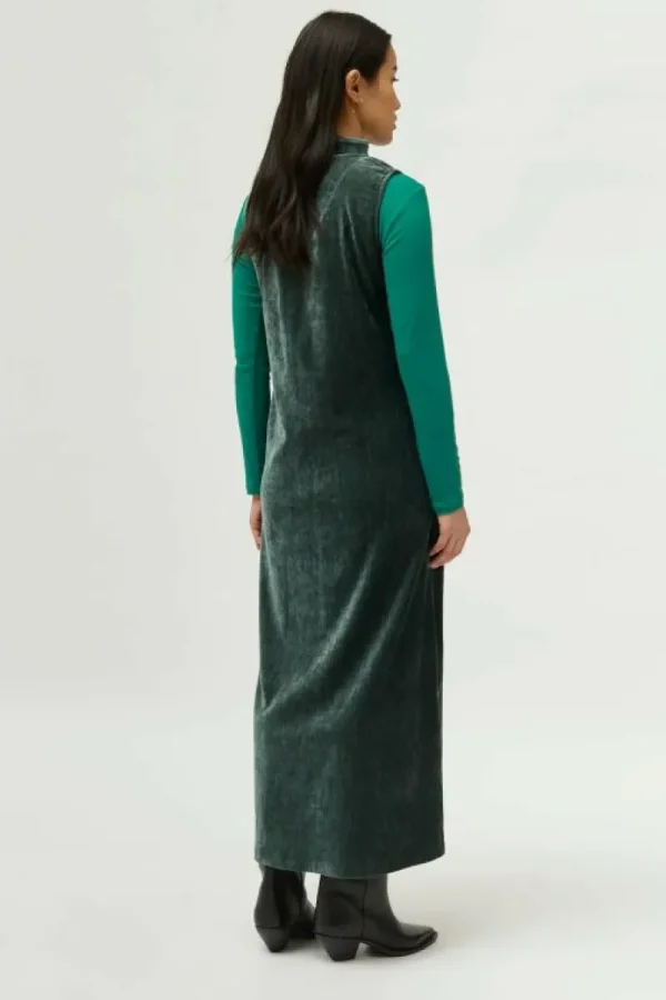 Vestido largo de chenilla verde-COMPAÑIAFANTASTICA New