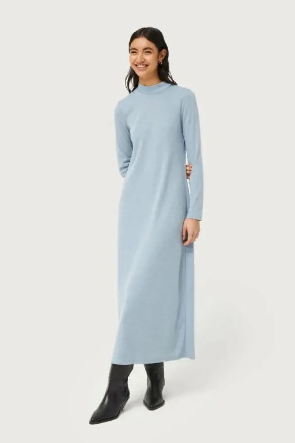 Vestido largo de punto azul-COMPAÑIAFANTASTICA Online
