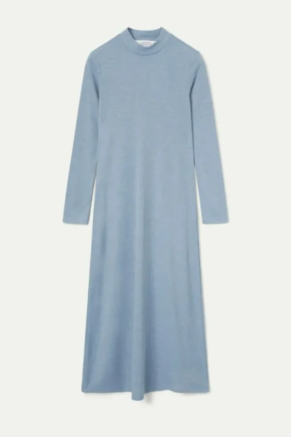 Vestido largo de punto azul-COMPAÑIAFANTASTICA Online