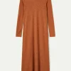 Vestido largo de punto marrón-COMPAÑIAFANTASTICA Online