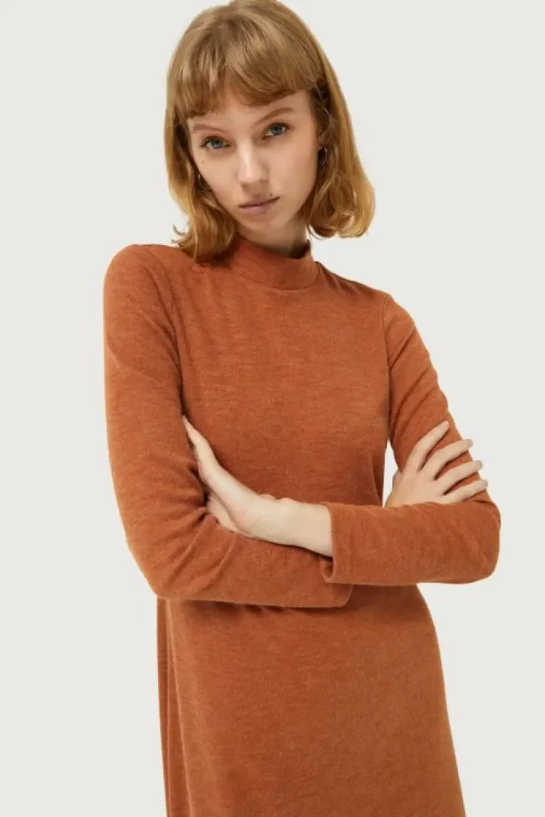 Vestido largo de punto marrón-COMPAÑIAFANTASTICA Online