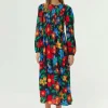 Vestido largo estampado floral multicolor-COMPAÑIAFANTASTICA Clearance