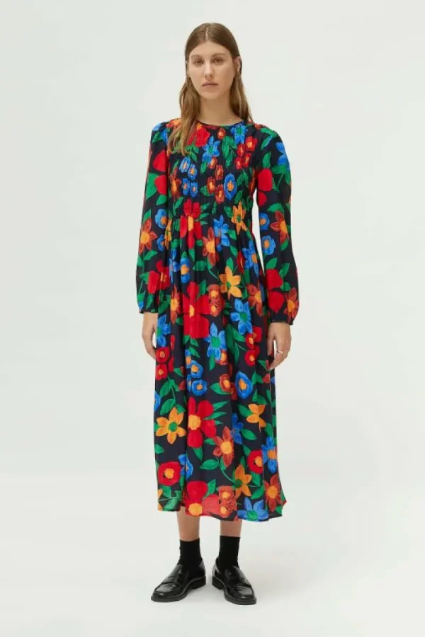Vestido largo estampado floral multicolor-COMPAÑIAFANTASTICA Clearance