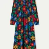 Vestido largo estampado floral multicolor-COMPAÑIAFANTASTICA Clearance